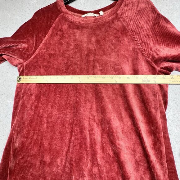 Soft Surroundings Sweater M Orange Caroline Pullover Tunic Corduroy Henna Button - Picture 6 of 11